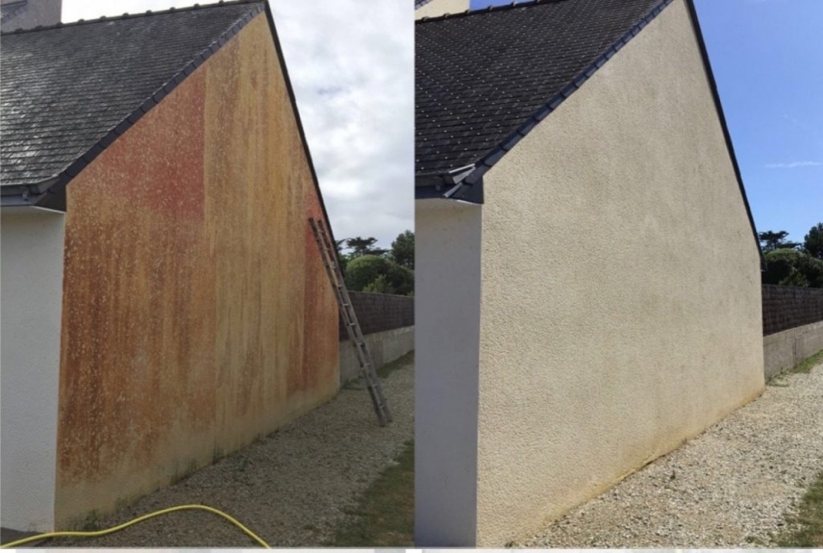 Nettoyage de façade en cours